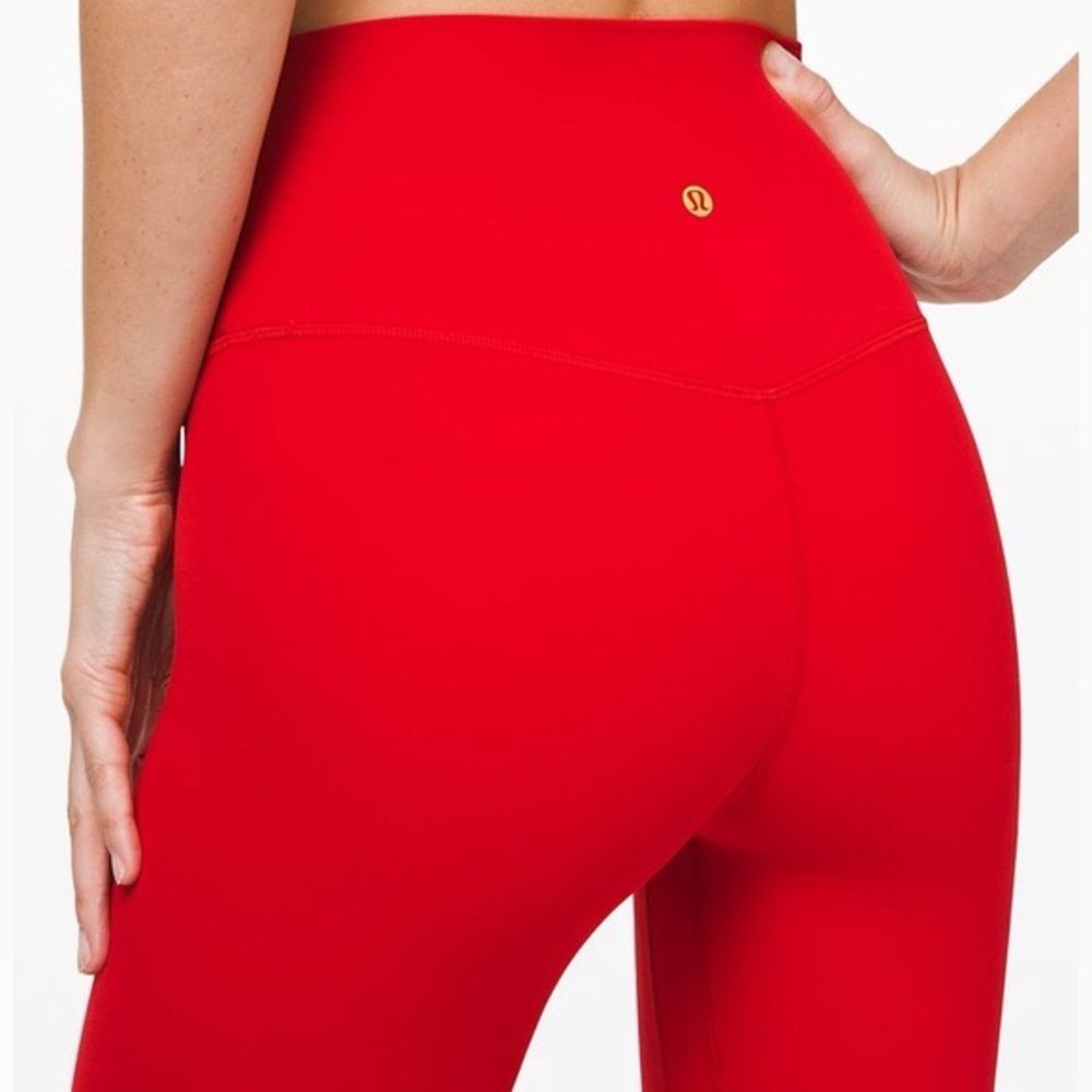 Lululemon Love Red Align 25” High-Waisted Leggings - Gold Logo